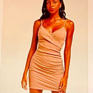 Full Tilt Cinch Surplice Bodycon Dress in Brown (L) New Without Tag